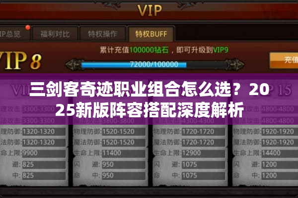 三剑客奇迹职业组合怎么选？2025新版阵容搭配深度解析
