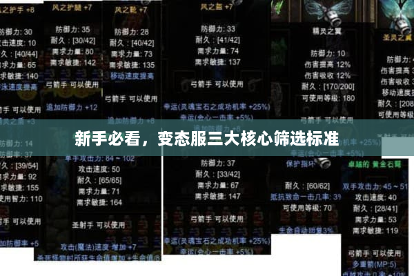 新手必看，变态服三大核心筛选标准