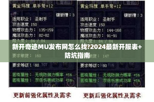 新开奇迹MU发布网怎么找?2024最新开服表+防坑指南