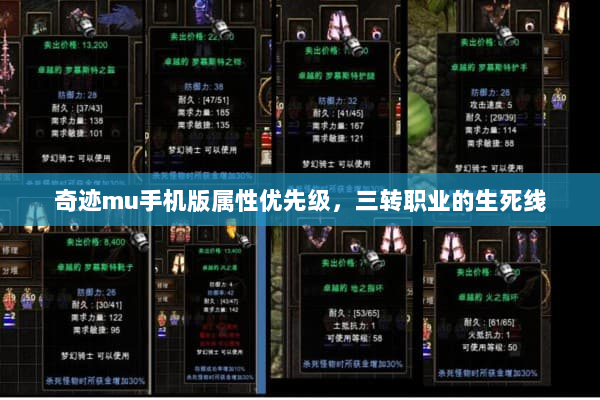 奇迹mu手机版属性优先级，三转职业的生死线
