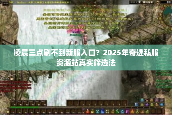 凌晨三点刷不到新服入口？2025年奇迹私服资源站真实筛选法