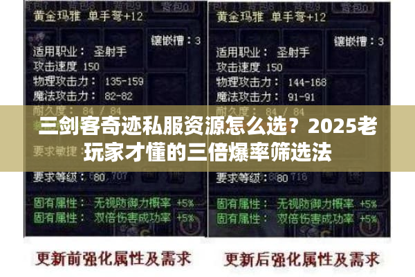三剑客奇迹私服资源怎么选？2025老玩家才懂的三倍爆率筛选法