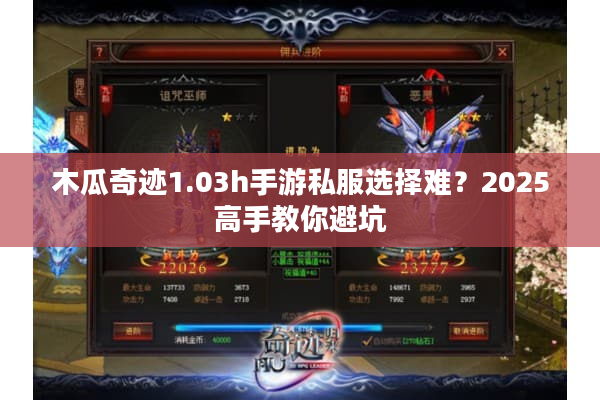 木瓜奇迹1.03h手游私服选择难？2025高手教你避坑