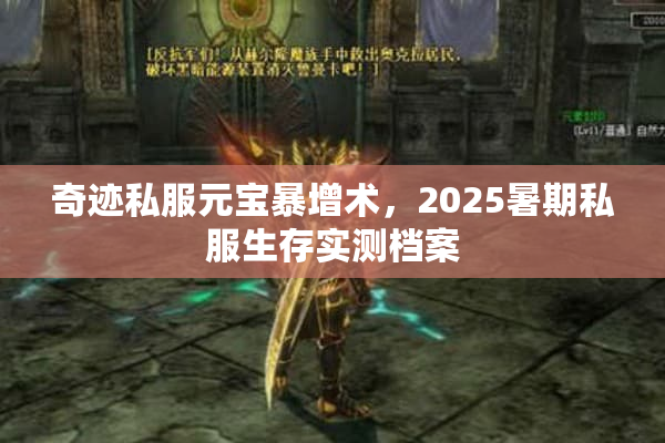 奇迹私服元宝暴增术，2025暑期私服生存实测档案
