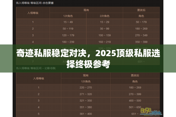 奇迹私服稳定对决，2025顶级私服选择终极参考