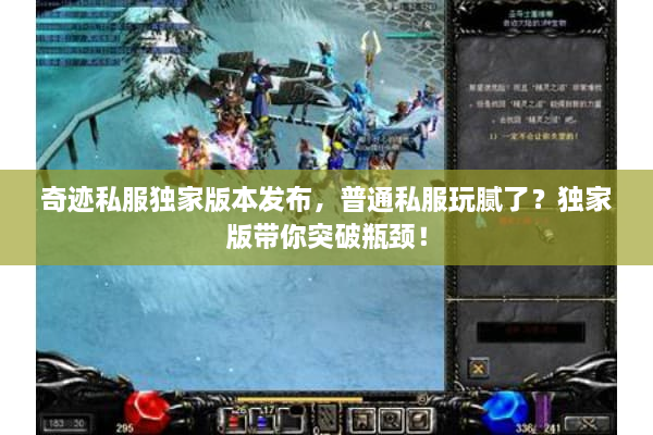 奇迹私服独家版本发布，普通私服玩腻了？独家版带你突破瓶颈！