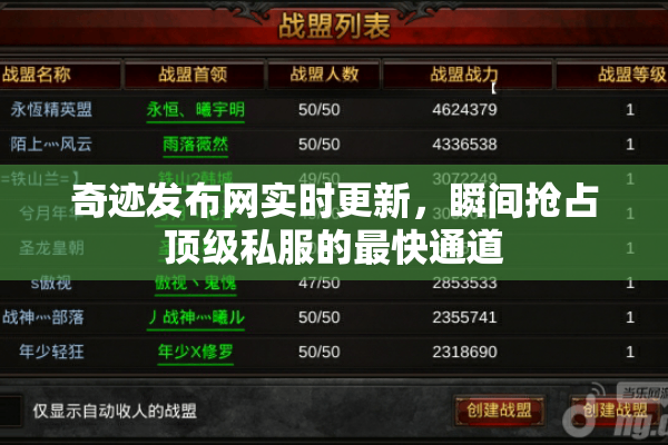 奇迹发布网实时更新，瞬间抢占顶级私服的最快通道